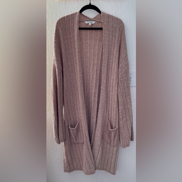 Tan Long Knit Cardigan - Picture 1 of 4